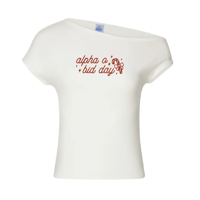 Alpha Omicron Pi Candy Cane Text Bid Day Shirt 2