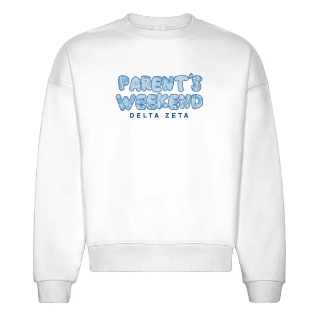 Delta Zeta Blue Swirl Text Parent's Weekend Crewneck 2