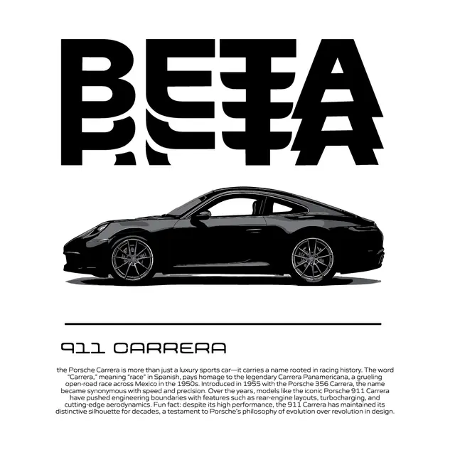 Beta Bold Text with Sports Car PR Shirt