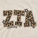 Zeta Tau Alpha ZTA Cheetah Printed Text with Stars Game Day Sweater