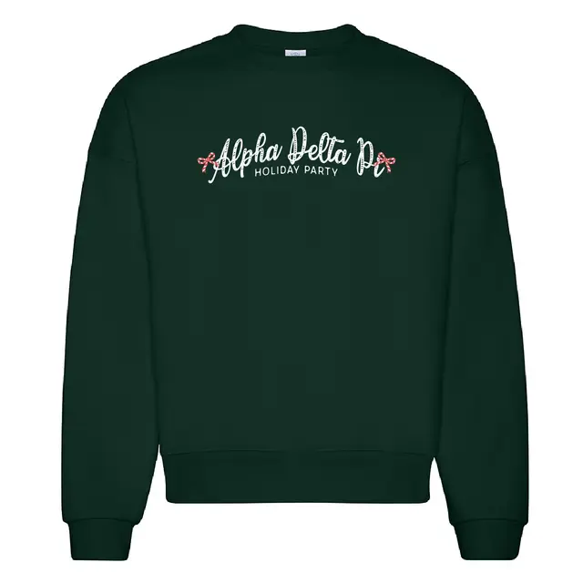 Alpha Delta Pi Candy Cane Text Holiday Party Crewneck 2
