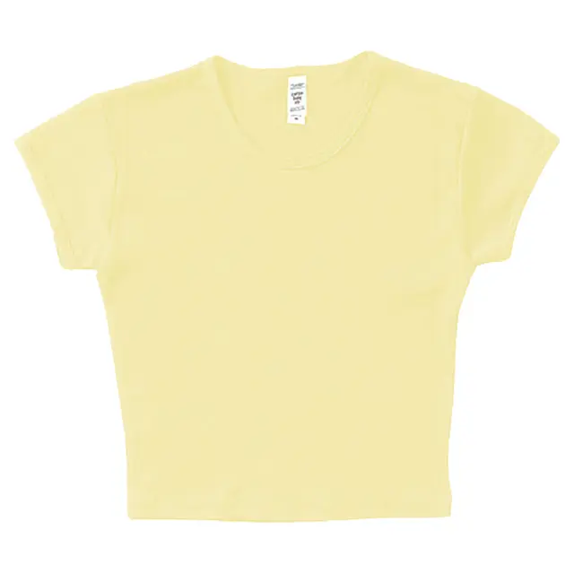 Los Angeles Apparel Cap Sleeve Baby Rib Crop Top 43035 Baby Yellow Front