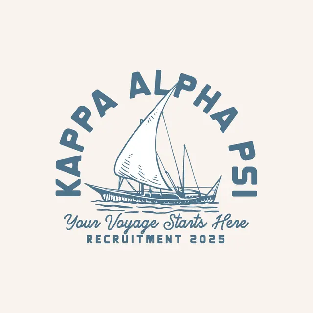 Kappa Alpha Psi Ship Voyage Illustration in Blue Recruitment Shirt