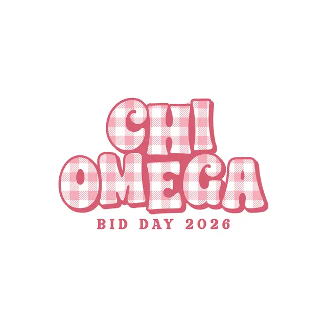 Chi Omega Checkered Text Bid Day Tank