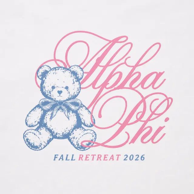 Alpha Phi Hand Drawn Bear Script Retreat Tank