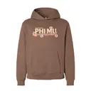 Phi Mu Floral Text with Pink Flowers Bid Day Hoodie 2