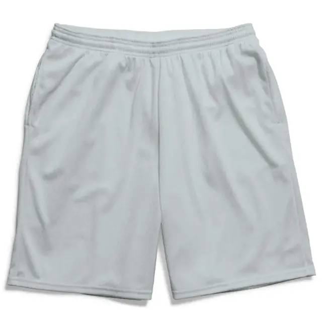 Customizable Champion Long Mesh Shorts With Pockets 81622 Athletic Grey Back