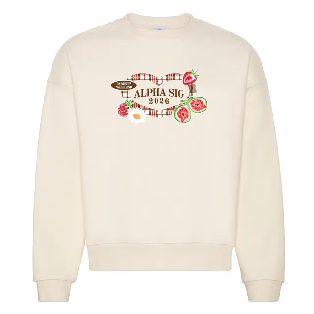 Alpha Sigma Alpha Plaid Heart and Fruit Parent's Weekend Crewneck 2