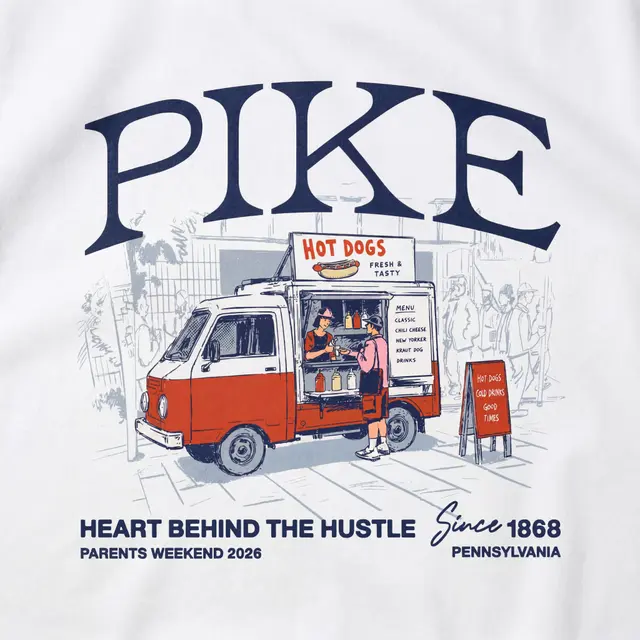 Pi Kappa Alpha Bold Block Lettering Hot Dog Cart Parent's Weekend Sweater