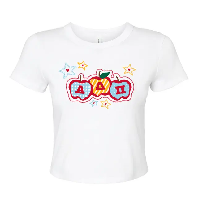 Apples Stars and Stitched Patchworks PR Shirt Design for Alpha Delta Pi