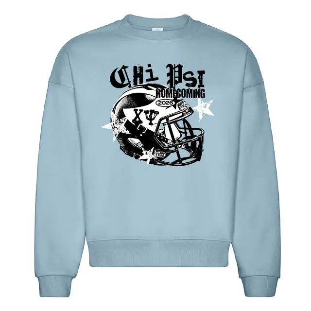 Chi Psi Football Helmet Graphic Homecoming Crewneck 2