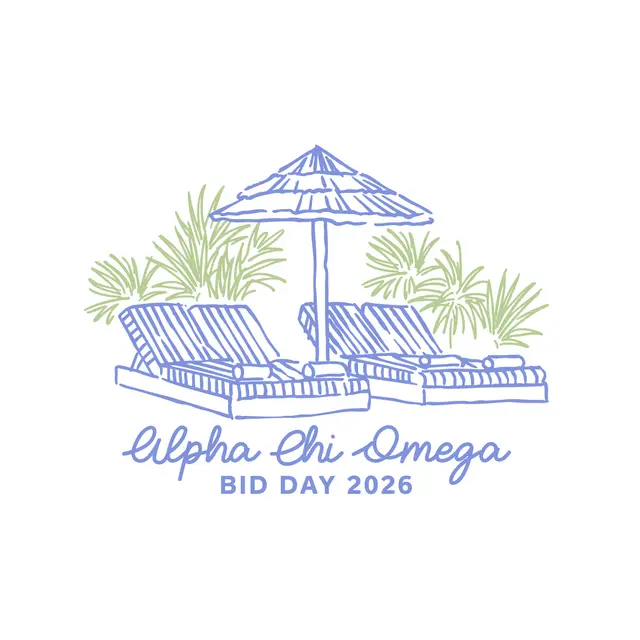 Alpha Chi Omega Tropical Lounge Illustration Bid Day Shirt