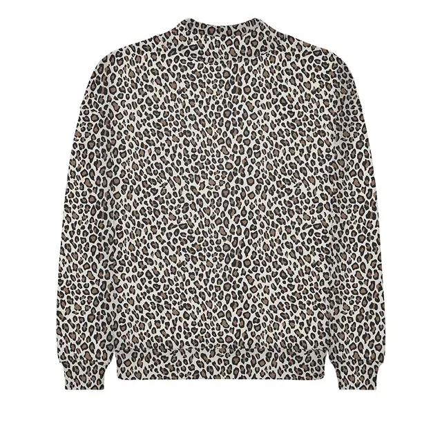 Fresh Prints FP111 Leopard Print Heavy  Weight Mockneck Mocha Front