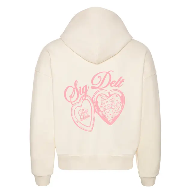 Sigma Delta Tau Heart Locket Cats Big Little Reveal Hoodie 2