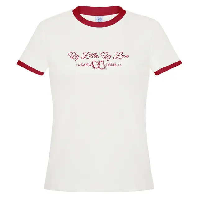 Kappa Delta Script Text and Heart Big Little Reveal Shirt 2
