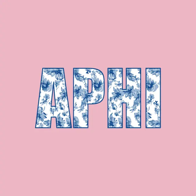 Alpha Phi Blue Floral Text PR Crewneck