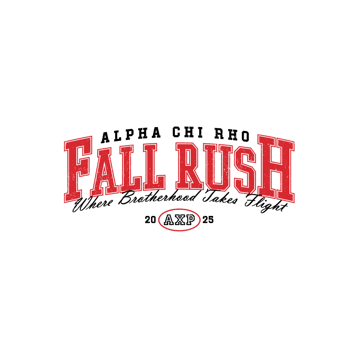 Alpha Chi Rho Bold Red Text Fall Rush Hoodie | Fresh Prints