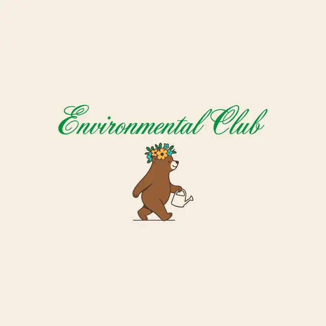 Environmental Club Bear and Script Text PR Hoodie