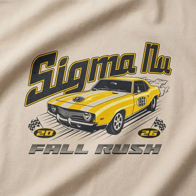 Sigma Nu Vintage Car Graphic Rush Shirt