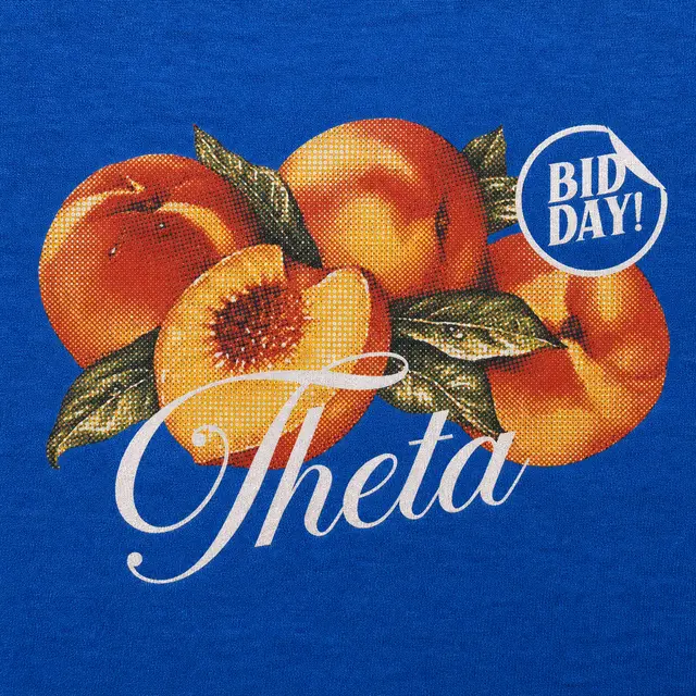 Kappa Alpha Theta Classic Peaches and Script Graphic Bid Day Shirt