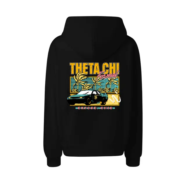 Theta Chi Retro Car Palm Graphic Formal Hoodie 2