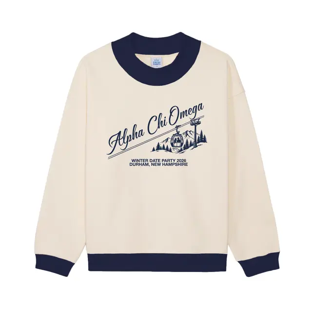 Alpha Chi Omega Cable Car Mountain Illustration Date Party Sweater 2