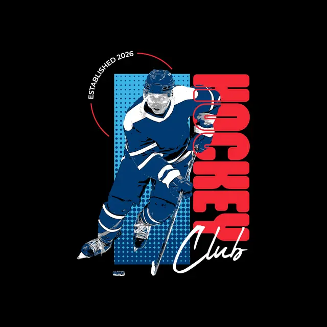 Hockey Club Vertical Text Skater Graphic PR Shirt