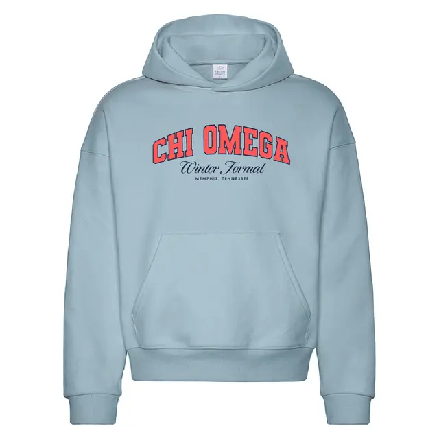 Chi Omega Bold Arch Text Winter Formal Hoodie 2