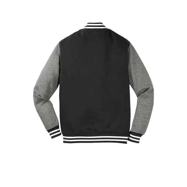 SPORTTEK FLEECE LETTERMAN JACKET Black Vintage Heather Back
