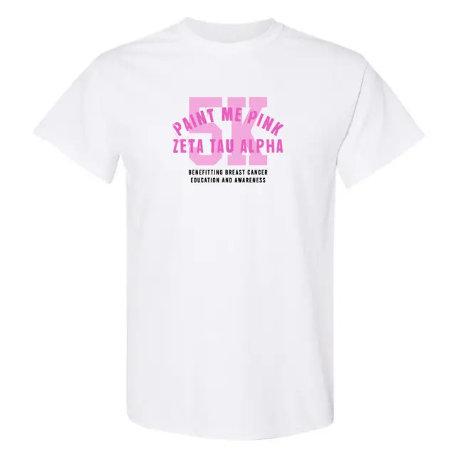 Zeta Tau Alpha Paint Me Pink Text Philanthropy Shirt 2
