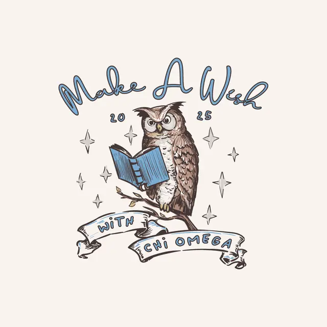 Chi Omega Owl Reading Philanthropy Shirt