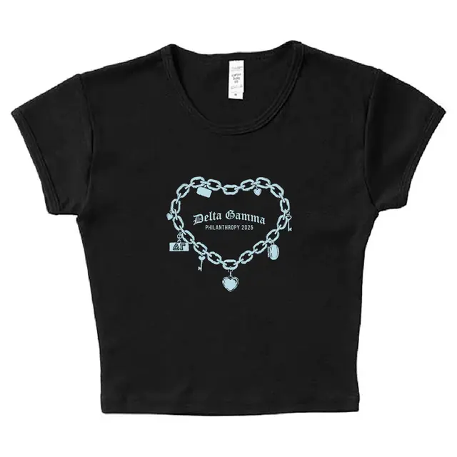Delta Gamma Heart Chain with Charms Philanthropy Shirt 2