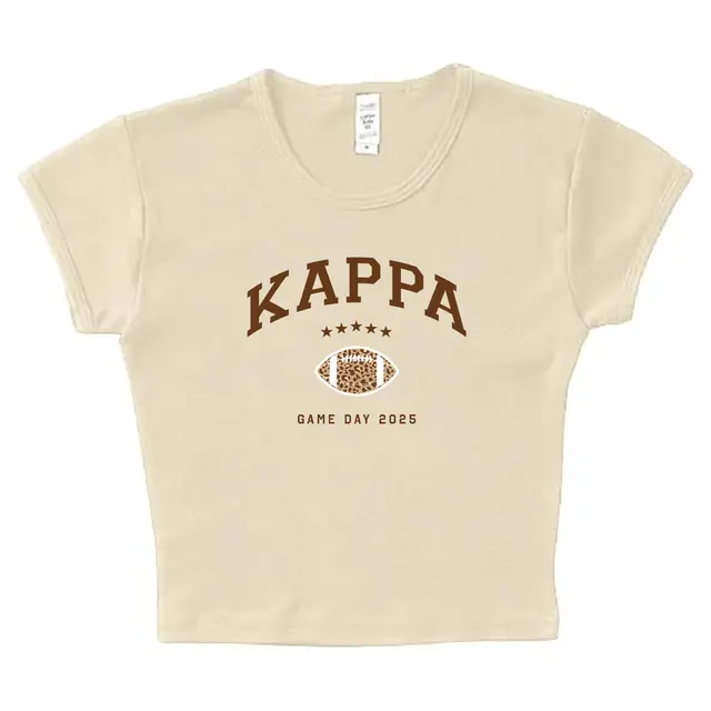 Cheetah Printed Football Graphic Game Day Crop Top Design for Kappa Kappa Gamma