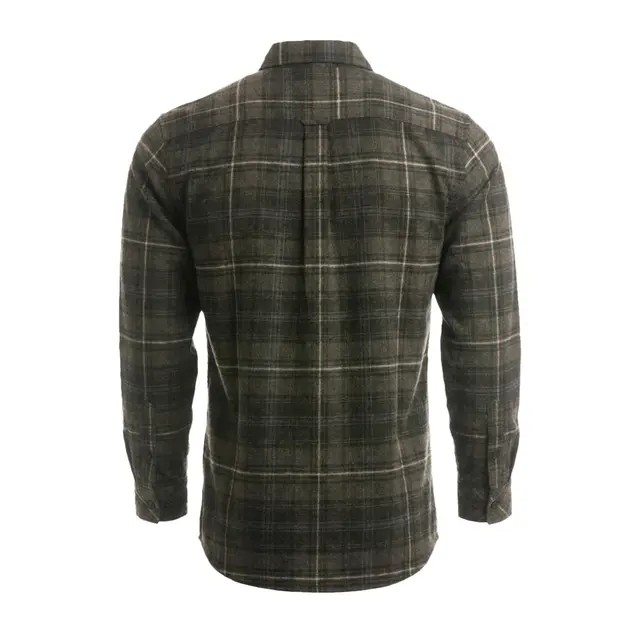 Open Pocket Flannel Shirt Charcoal Blue Back