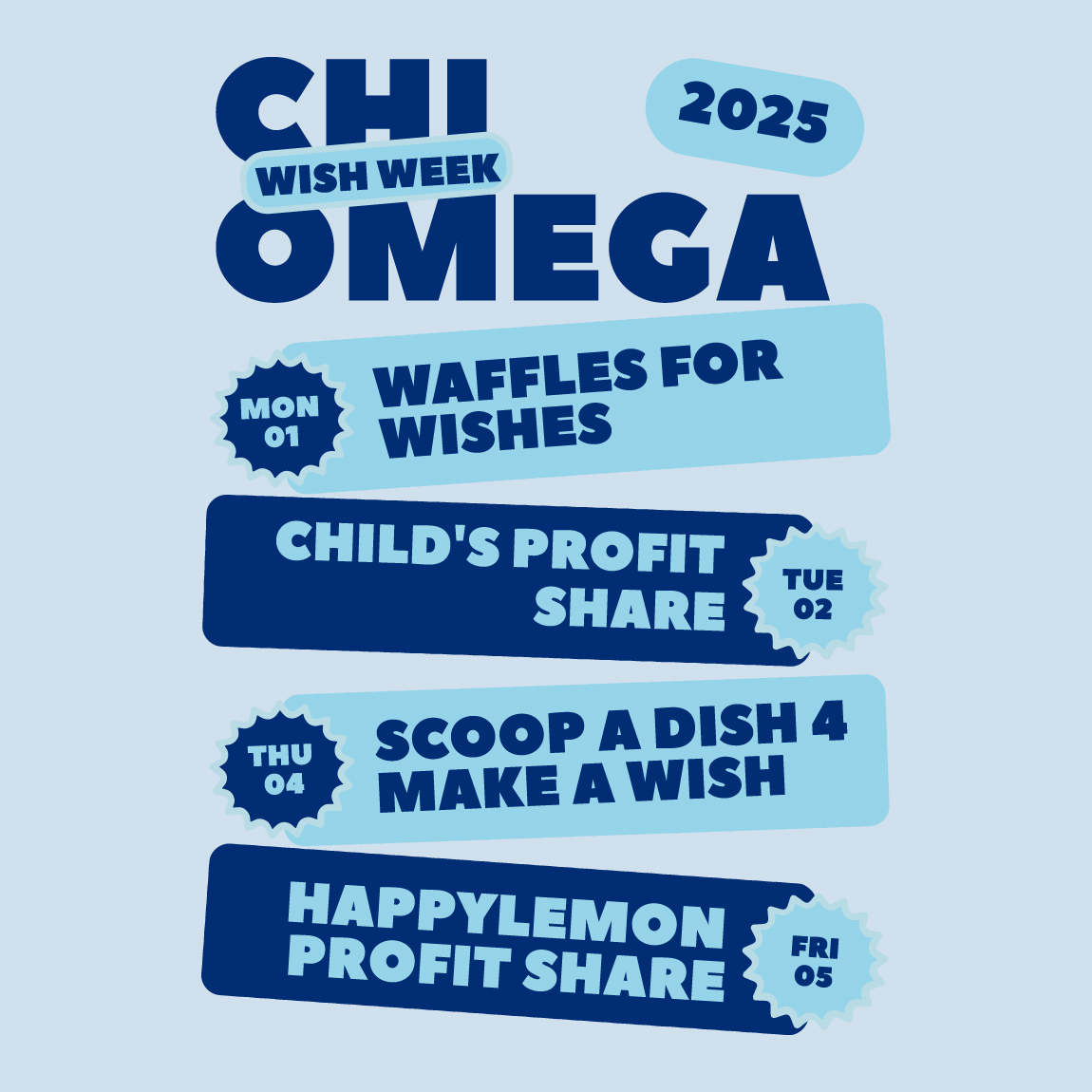 Chi Omega Make A Wish Week Plan in Blue Philanthropy Shirt Chi Omega ...