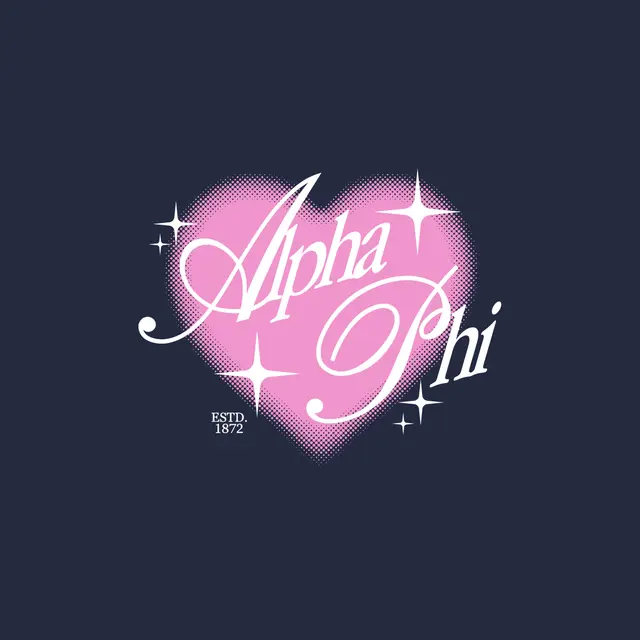 Alpha Phi Pink Halftone Heart Sparkle PR Hoodie