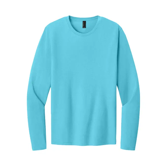 Port & Co Easy Cotton Long Sleeve Tee Aquatic Blue Front
