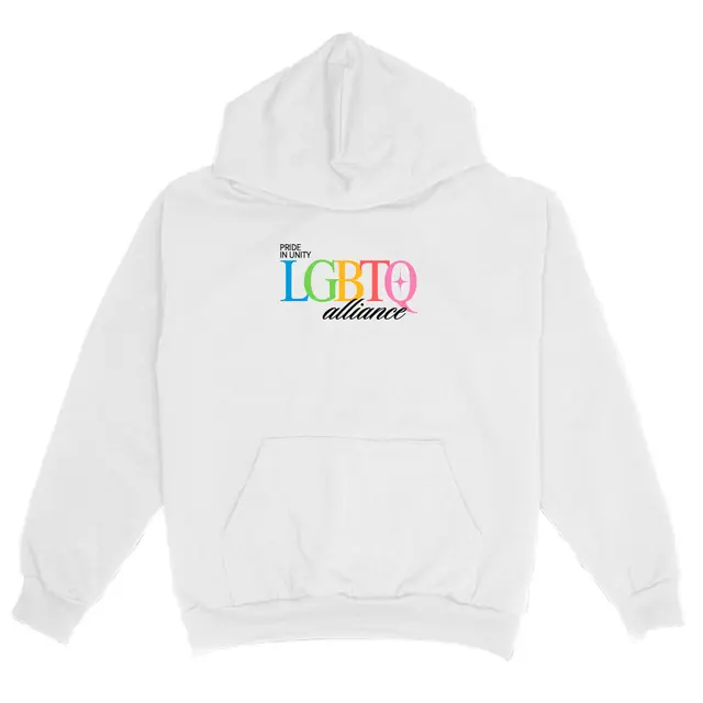 LGBTQ+ Alliance Pride in Unity Text PR Hoodie 2