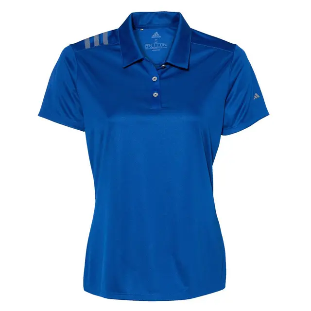 Adidas Women's 3-Stripes Shoulder Polo a325 Collegiate Royal Grey Three Front