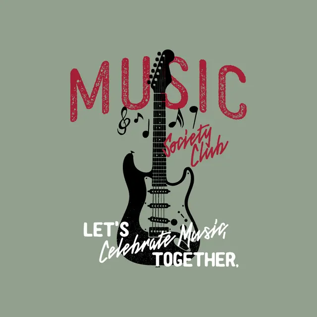 Music Society Club Guitar Graphic PR Shirt