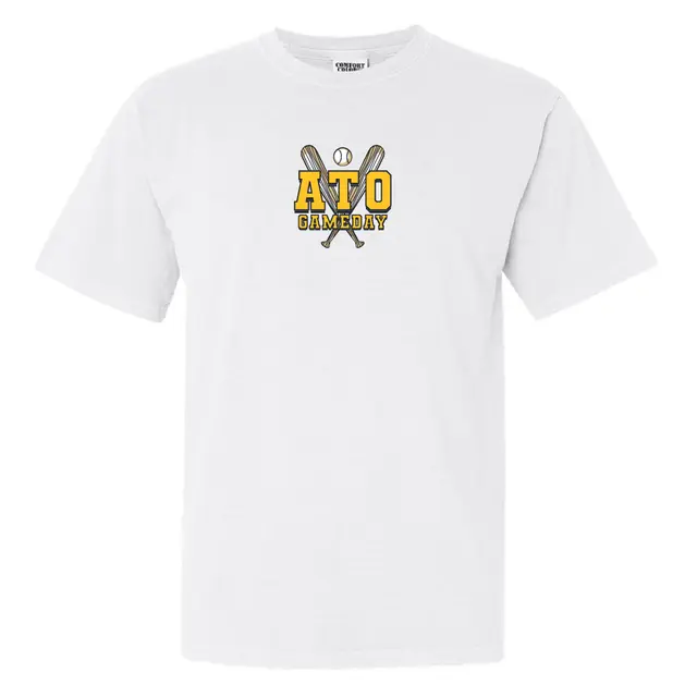 Alpha Tau Omega Bold Lettering Baseball Game Day Shirt 2