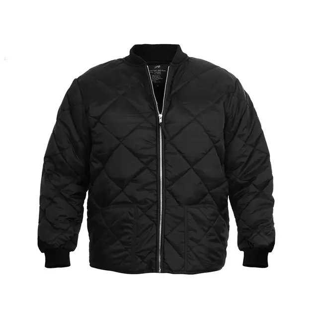 Customizable Rothco Diamond Nylon Quilted Flight Jacket - Black 7230 Black Front