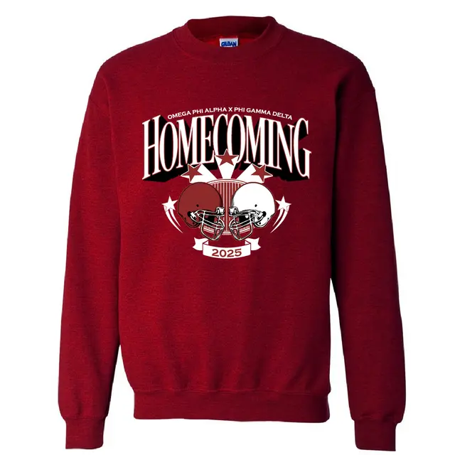 Omega Phi Alpha Football Helmet Homecoming Crewneck 2