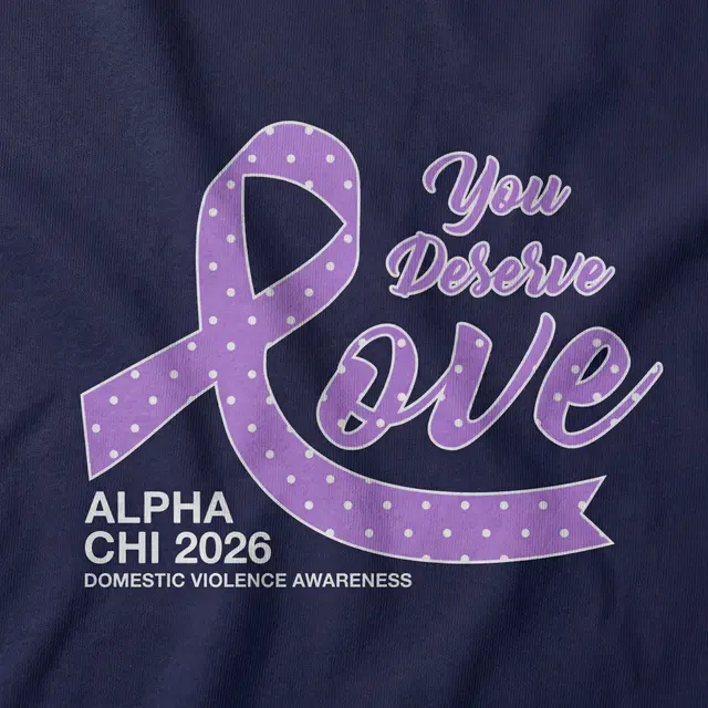 Alpha Chi Omega Polka Dot Ribbon Domestic Violence Awareness Sweater
