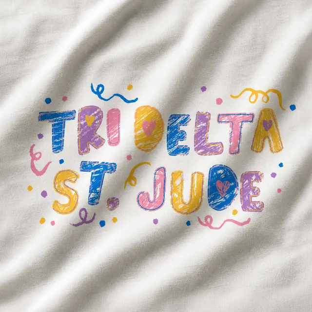 Delta Delta Delta Colorful Hand Drawn Text Philanthropy Hoodie