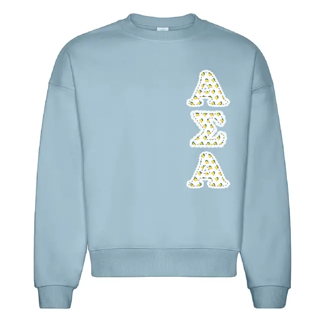 Alpha Sigma Alpha Lemon Lace Lettering PR Crewneck 2