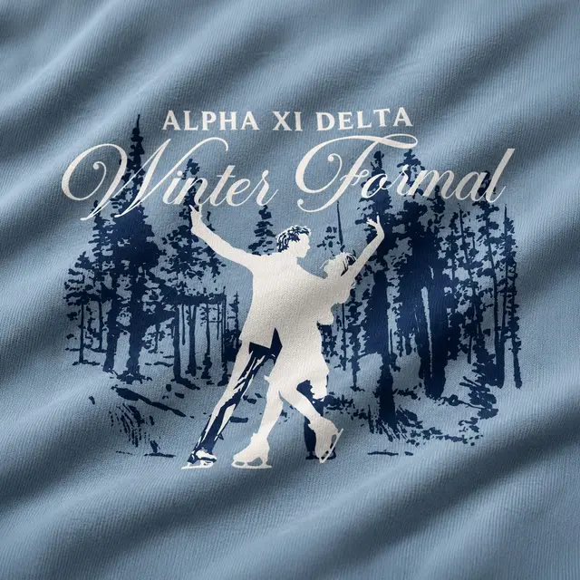 Alpha Xi Delta Ice Skating Couple Winter Formal Sweater