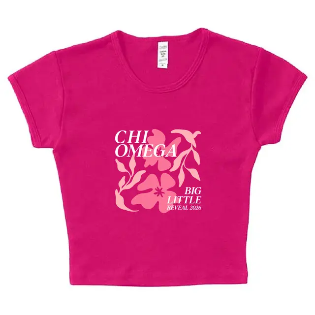 Chi Omega Floral Pattern Big Little Reveal Shirt 2
