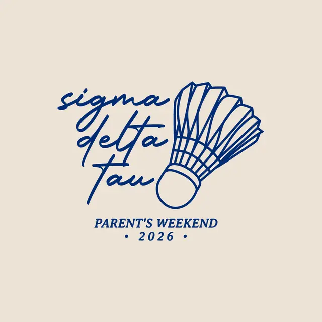 Sigma Delta Tau Bold Script with Shuttlecock Parent's Weekend Hoodie