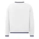 Fresh Prints Varsity Crewneck White with Navy Stripes Back